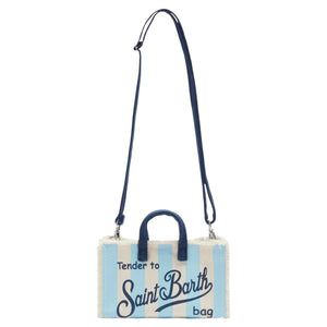 PHONE BAG IN CANVAS DI COTONE CON STAMPA A RIGHE AZZURRE