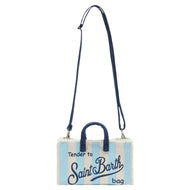PHONE BAG IN CANVAS DI COTONE CON STAMPA A RIGHE AZZURRE