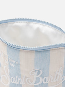 POCHETTE ALINE SOFT IN COTONE LINO CON STAMPA A RIGHE