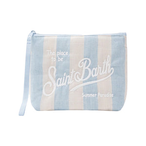 POCHETTE ALINE SOFT IN COTONE LINO CON STAMPA A RIGHE