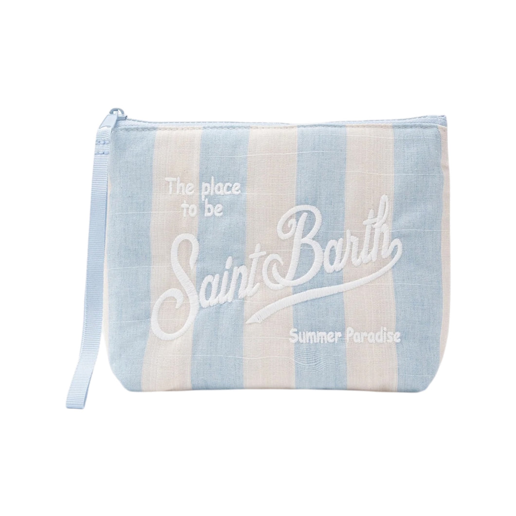 POCHETTE ALINE SOFT IN COTONE LINO CON STAMPA A RIGHE