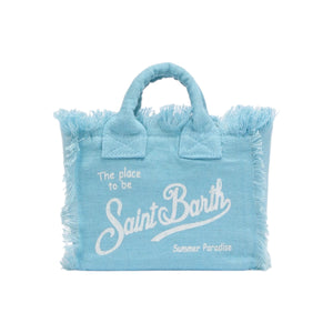 BORSA MINI VANITY IN LINO AZZURRO