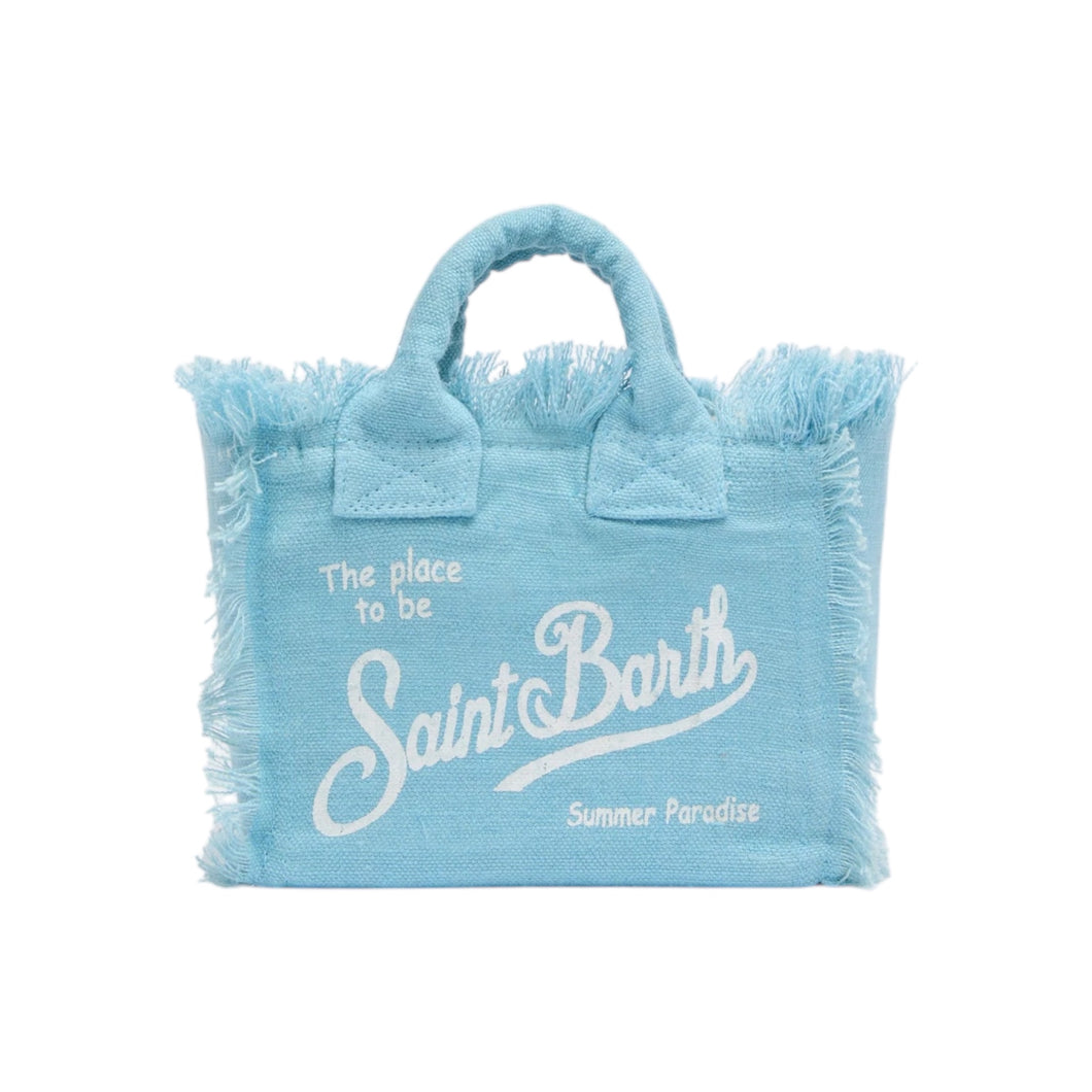 BORSA MINI VANITY IN LINO AZZURRO