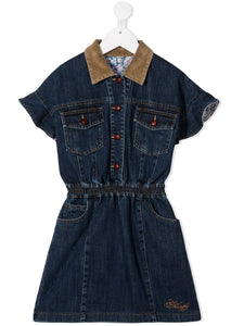 Philosophy Di Lorenzo Serafini Kids Vestito denim con colletto a contrasto