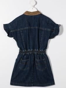 Philosophy Di Lorenzo Serafini Kids Vestito denim con colletto a contrasto