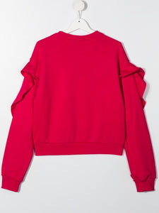 Alberta Ferretti Kids TEEN ruffle-sleeve logo-print sweatshirt