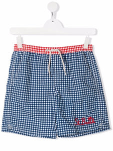 Mc2 Saint Barth Kids TEEN Jean gingham-print swim shorts