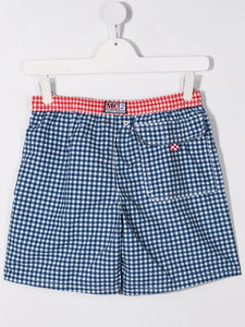 Mc2 Saint Barth Kids TEEN Jean gingham-print swim shorts