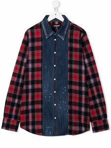 Dsquared2 Kids Camicia denim a quadri