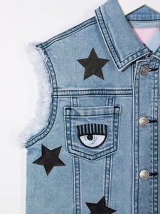 Chiara Ferragni Kids Gilet denim con stampa