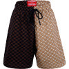 SPRAYGROUND Logo Print Bermuda Shorts in Black and Brown