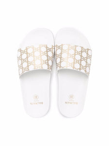 Balmain Kids Sandali slides con stampa