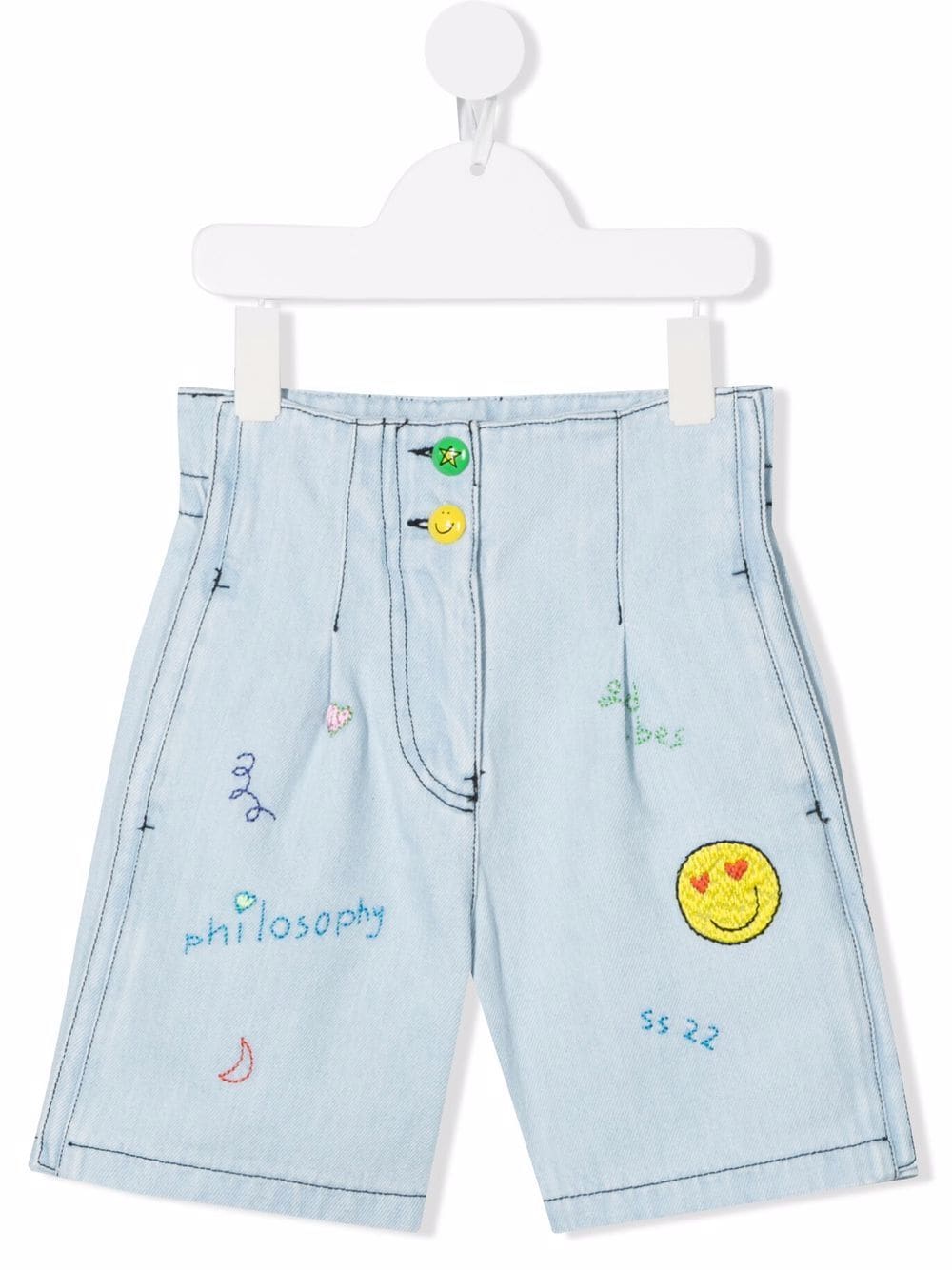 Philosophy Di Lorenzo Serafini Kids Shorts denim con ricamo