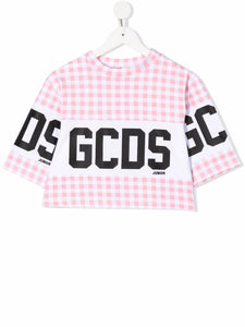 Gcds Kids T-shirt crop con stampa