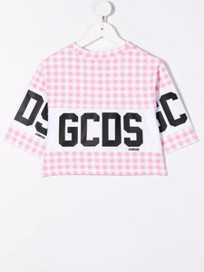 Gcds Kids T-shirt crop con stampa