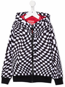 sprayground kid abstract-check zip hoodie