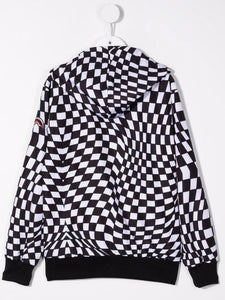 sprayground kid abstract-check zip hoodie