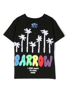 Barrow kids palm trees-print cotton T-shirt