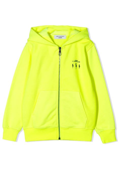 NEIL BARRETT felpa zip giallo fluorescente con zip