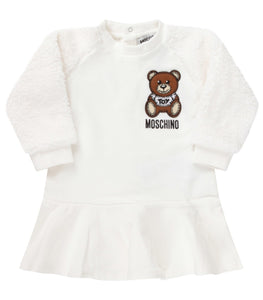 MOSCHINO KIDS Abito bianco per neonata con teddy bear