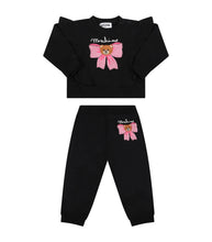 Carica l&#39;immagine nel visualizzatore di Gallery, MOSCHINO KIDS Completo nero per neonata con fiocco rosa e Teddy Bear
