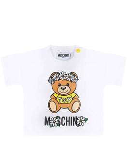 MOSCHINO KIDS T-shirt bianca per neonata con logo