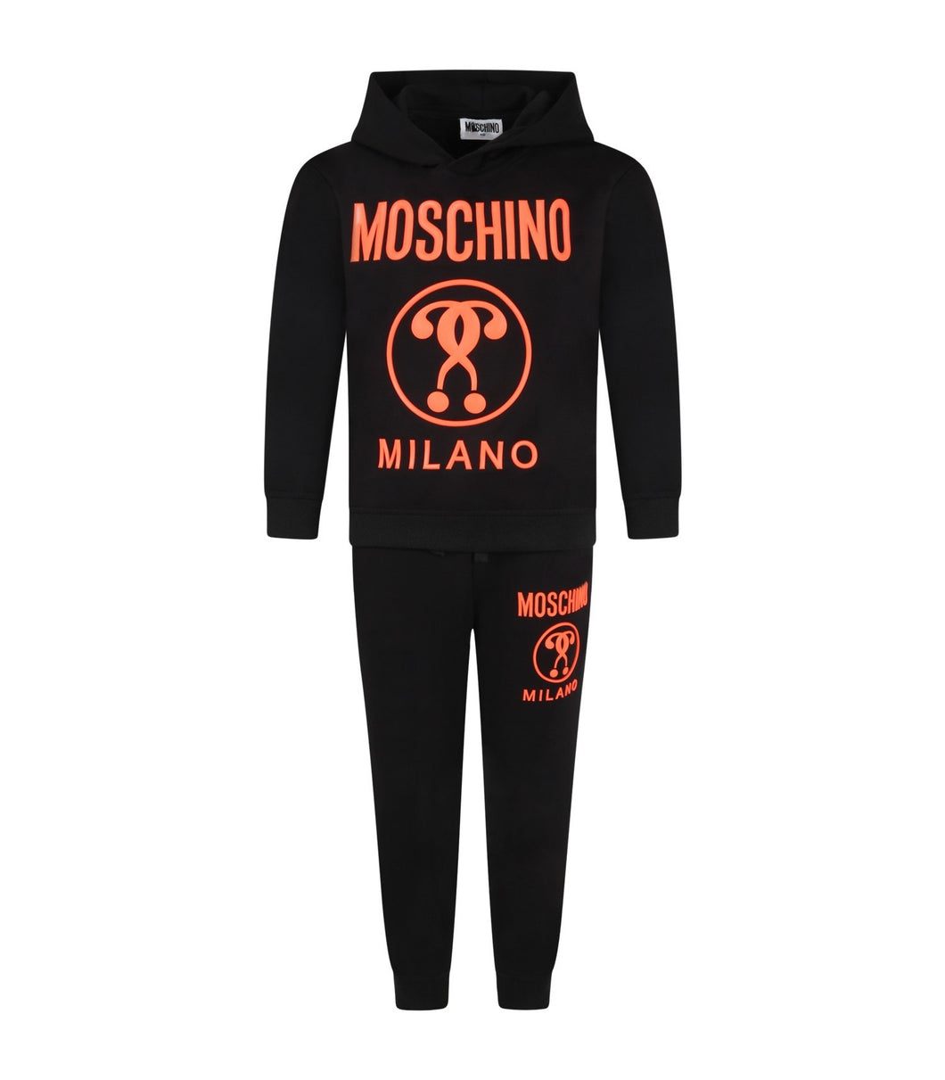 Moschino Kids tuta nera con logo centrale