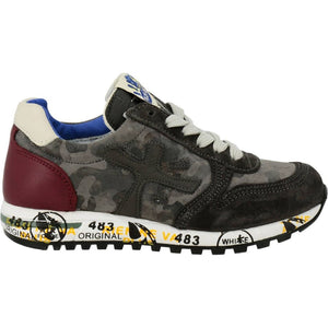 Sneakers Premiata mimetico in pelle camoscio e nylon